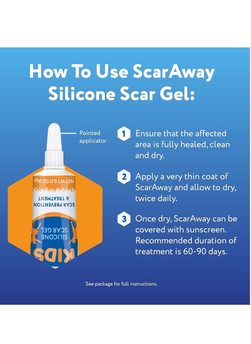 scaraway - ScarAway Kids Silicone Scar Gel, 100% Medical-Grade, Helps Improve Size, Color & Texture of Hypertrophic & Keloid Scars on Face & Body from Injury, Burns & Surgery, Water Resistant, Clear, 6g - Image 1