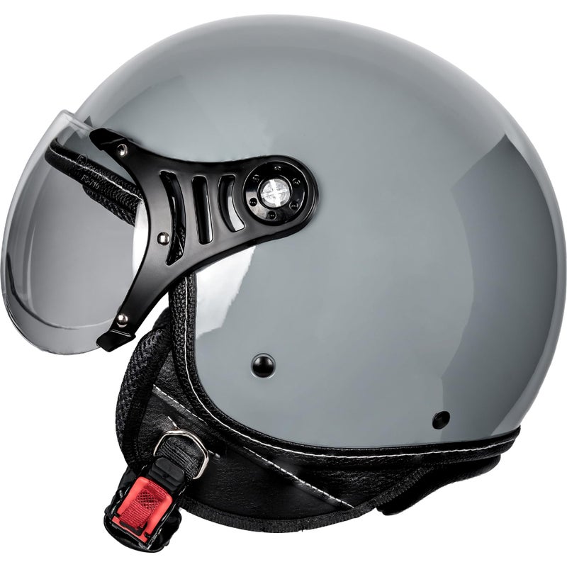 Yesmotor 3/4 Motorcycle Helmets Retro Open Face Scooters Helmet with Clear Visor for Men and Women- DOT Approvedï¼ˆGray,Mï¼‰ - Image 2