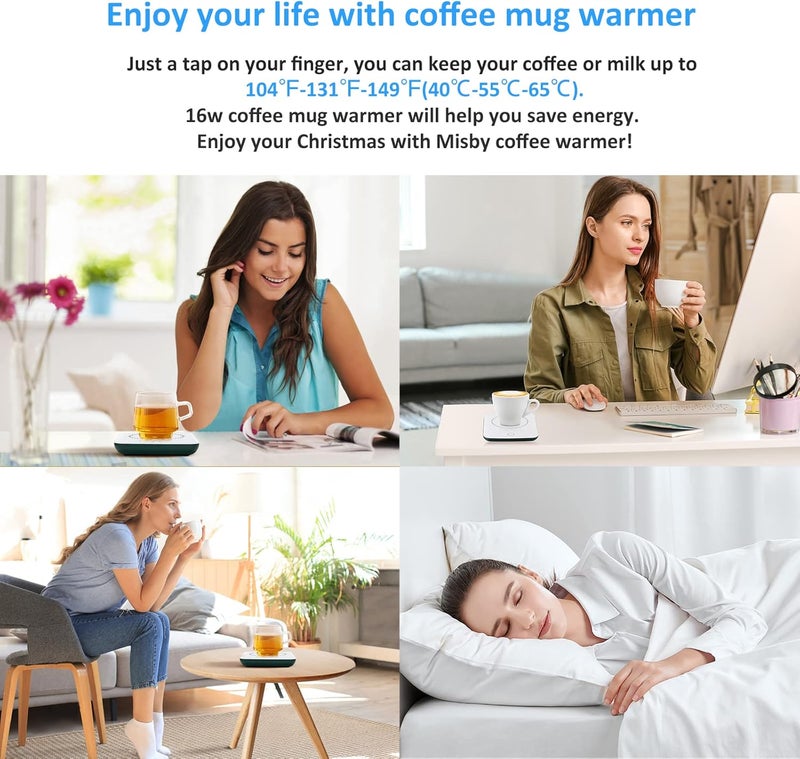 Misby Coffee Warmer, Coffee Cup Warmer with Auto Shut Off, Gravity-Induction Coffee Warmer for Desk Use, Coffee Mug Warmer for Coffee Lovers Gift Keep Beverages Coffee Warmer (Green) - Image 4