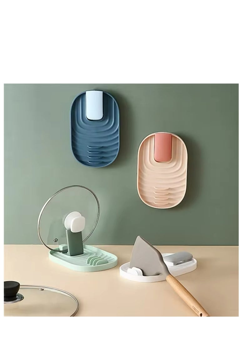 BLUE CORAL Kitchen Spoon Holder Pot Lid Rack Fork Spatula Rack Shelf Plastic Spoon Rest Chopsticks Holder Kitchen Organizer (1-Pack Pink)  - Image 4