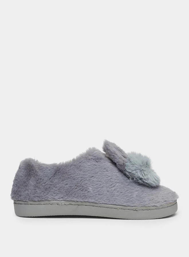 Take Two Solid Plush Cute Rabbit Bedroom Slippers