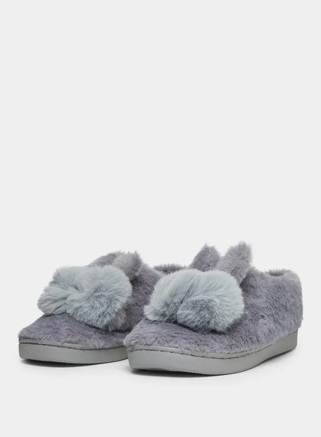 Take Two Solid Plush Cute Rabbit Bedroom Slippers