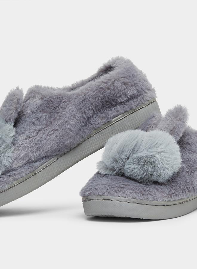 Take Two Solid Plush Cute Rabbit Bedroom Slippers - Image 3