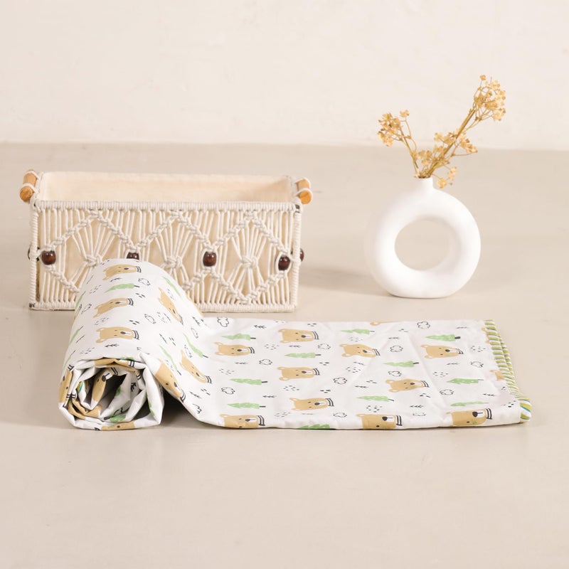 HOMEMONDE 100% Cotton Reversible Dohar for Newborn Baby Boy and Girl, 3 Layer Baby Dohar, Soft & Breathable, Ideal for All Seasons, 0-4 Years, Size- 55" x 39" (140 cm x 100 cm) - Dreamy Bear - Image 1