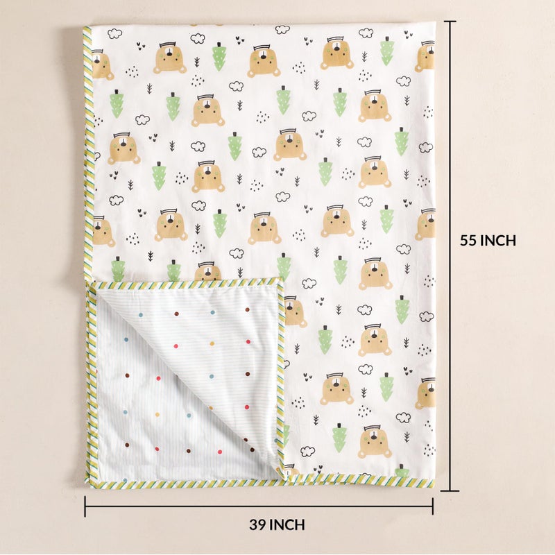 HOMEMONDE 100% Cotton Reversible Dohar for Newborn Baby Boy and Girl, 3 Layer Baby Dohar, Soft & Breathable, Ideal for All Seasons, 0-4 Years, Size- 55" x 39" (140 cm x 100 cm) - Dreamy Bear - Image 3