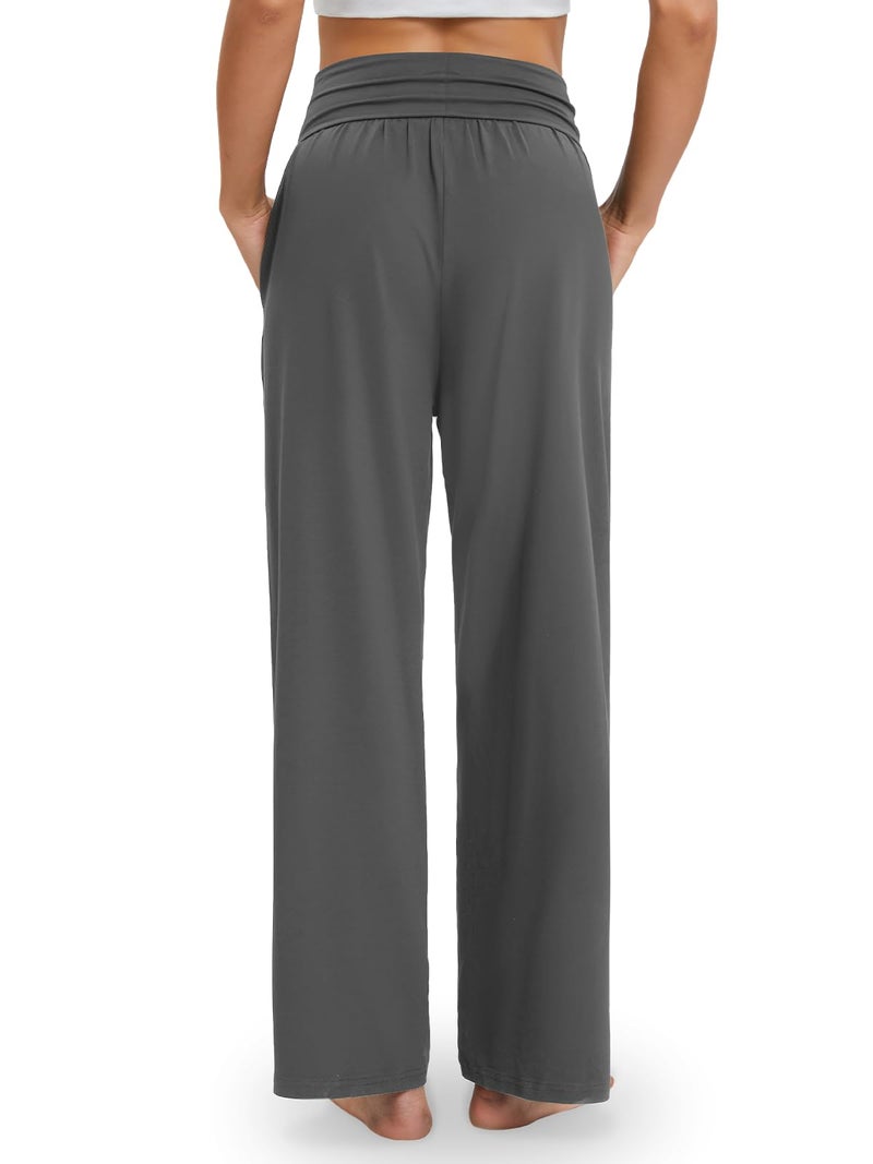 Gracyoga Wide Leg Yoga Pants for Women Casual Loose Cozy Sweatpants High Waisted Lounge Pajama Flowy Pants With Pockets - Image 3