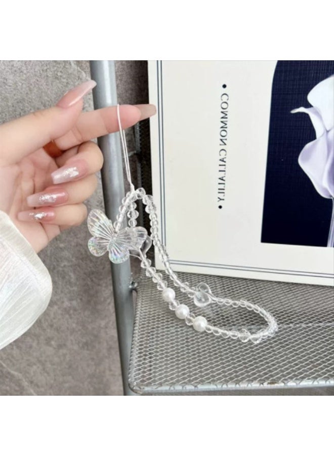 NIBEMINENT Super Cute Beaded Phone Charm – Trendy Phone Chain Wrist Strap, Shining Beads Chain Lanyard for Cell Phone - Image 2