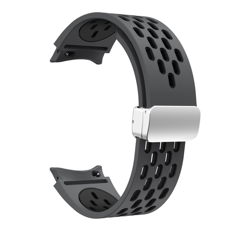 erorex For Samsung Galaxy Watch 3 41Mm Two Color Magnetic Folding Silver Buckle Silicone Watch Band(Coal Black) - Image 3