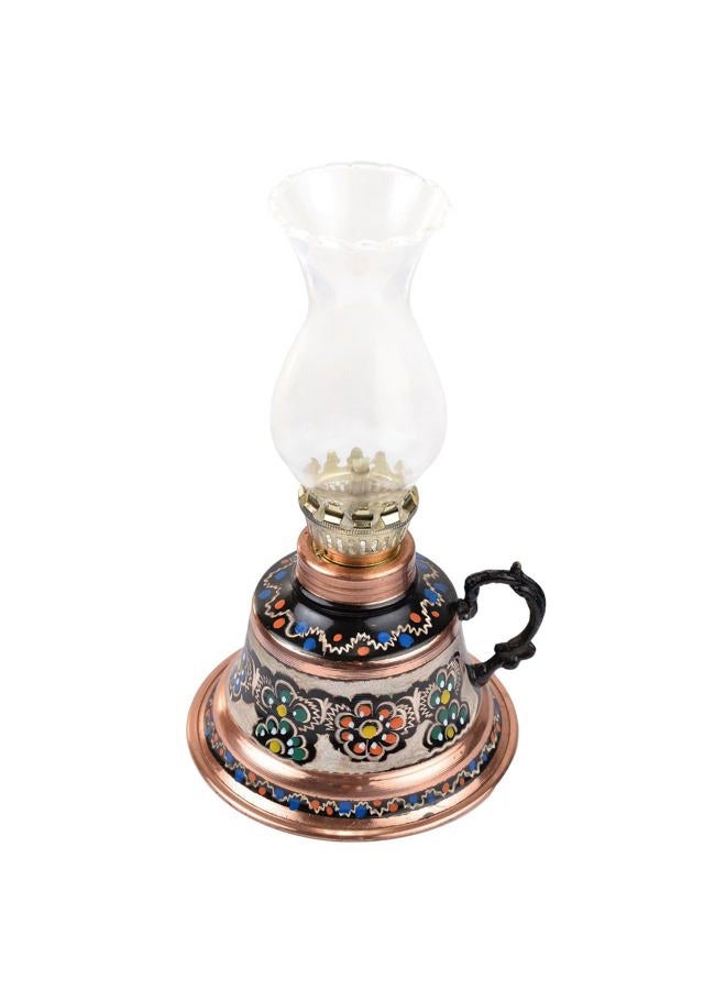 Vensila Handmade Copper Oil Lamp with Patterns | Vintage Hurricane Lantern for Home Decor, Farmhouse Kitchen, Rustic Living Room | Decorative Indoor Outdoor Kerosene Lamp and Christmas Gift - Image 2