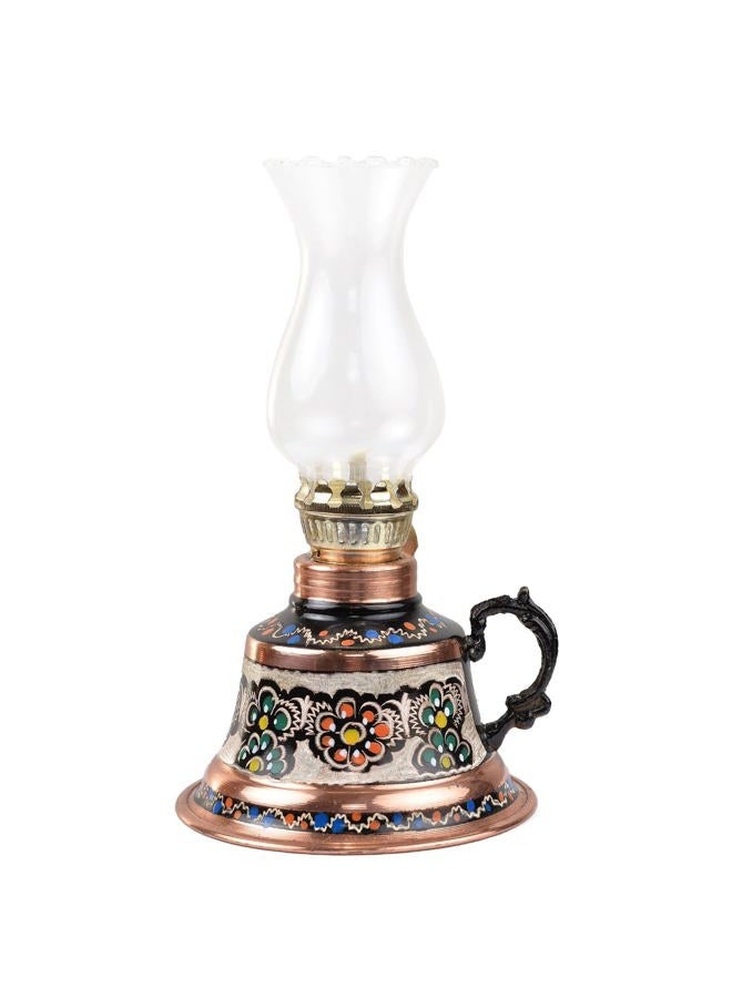 Vensila Handmade Copper Oil Lamp with Patterns | Vintage Hurricane Lantern for Home Decor, Farmhouse Kitchen, Rustic Living Room | Decorative Indoor Outdoor Kerosene Lamp and Christmas Gift - Image 1