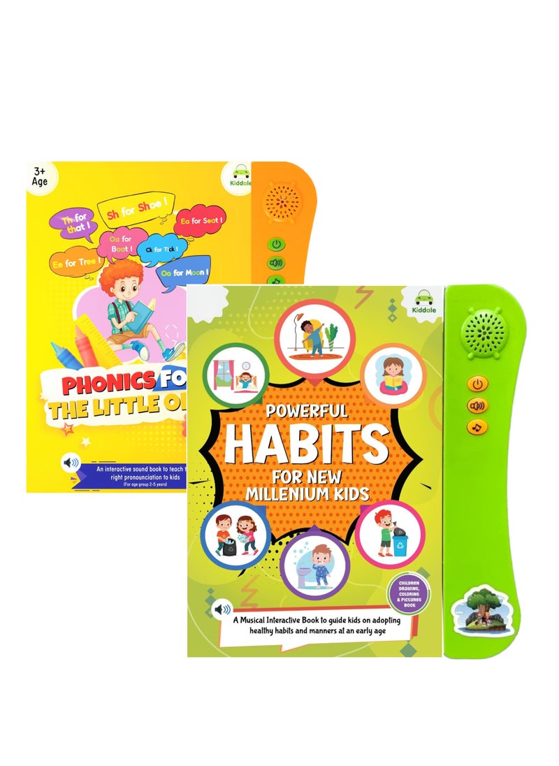 Kiddale Interactive Children's Sound Books Pack of 2 Phonics & Habits Ideal Gift for 3+ Smart Activity Books  - Image 2