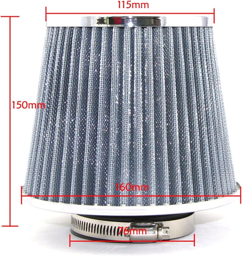Vuzmode Universal Car Air Filter - 65MM Silver - Image 2