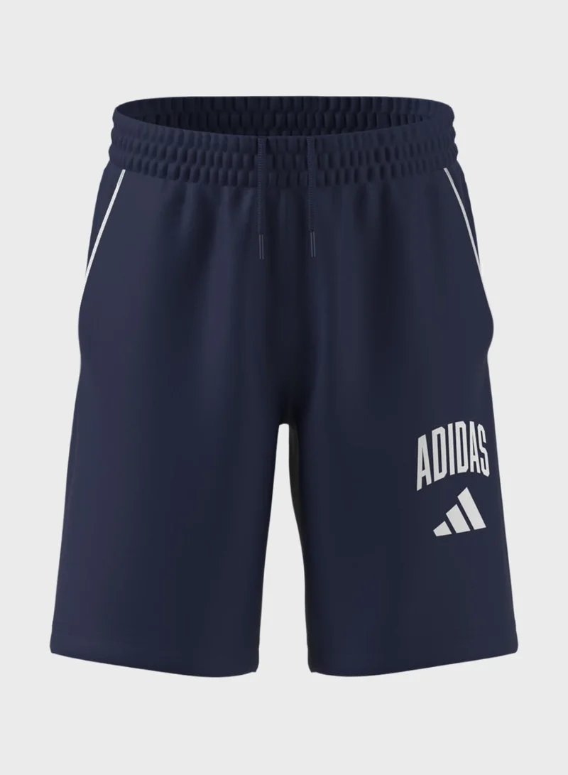 Adidas Youth essential t-shirt with typography shorts