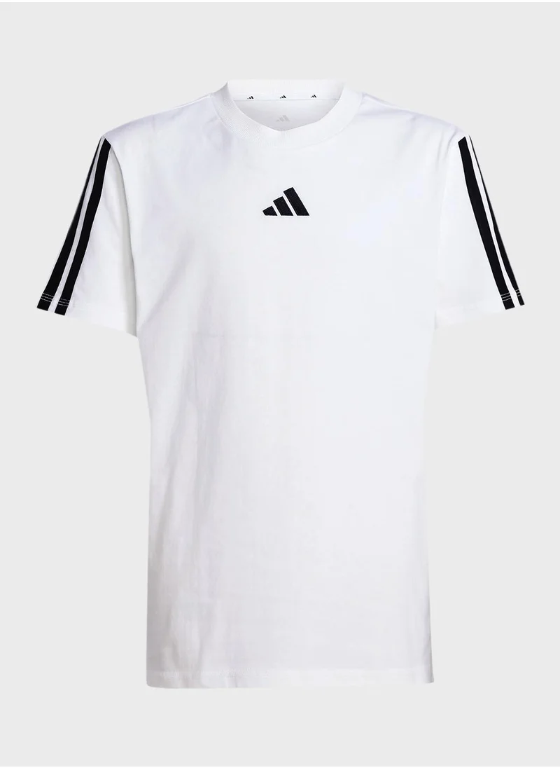 Adidas Youth essential t-shirt with typography shorts