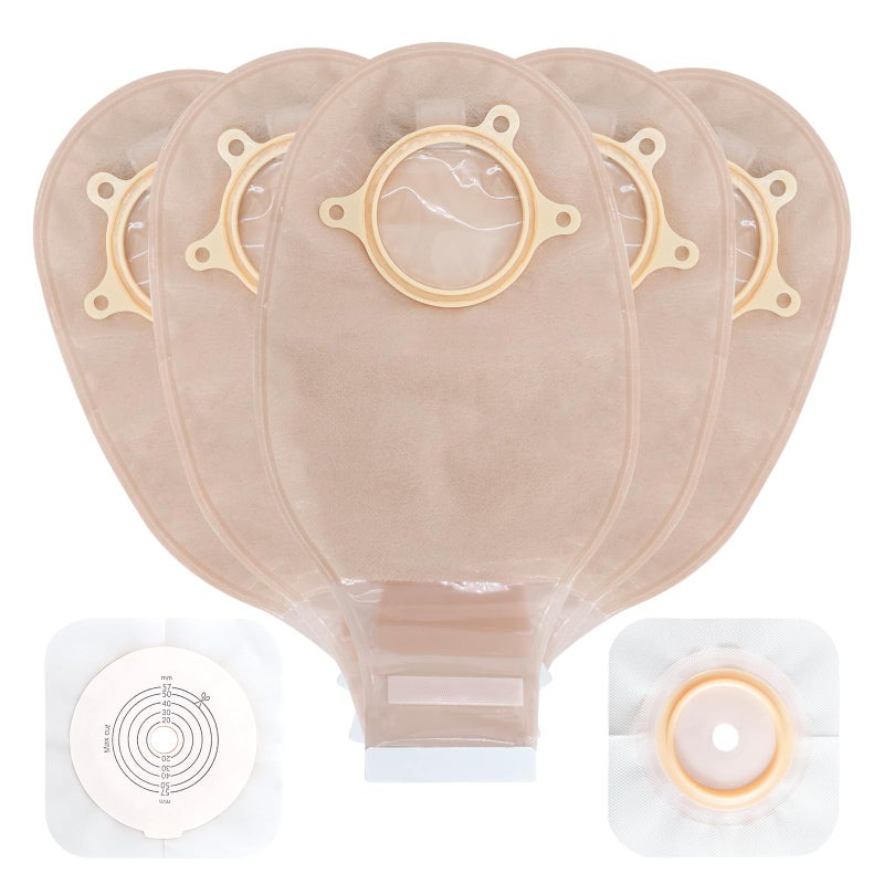 KONWEDA 21PCS Ostomy Bags,Colostomy Supplies,Two Piece Drainable Ostomy Pouch for Ileostomy Stoma Care, Cut-to-Fit (15pcs Bags+6pcs Barrier) - Image 1