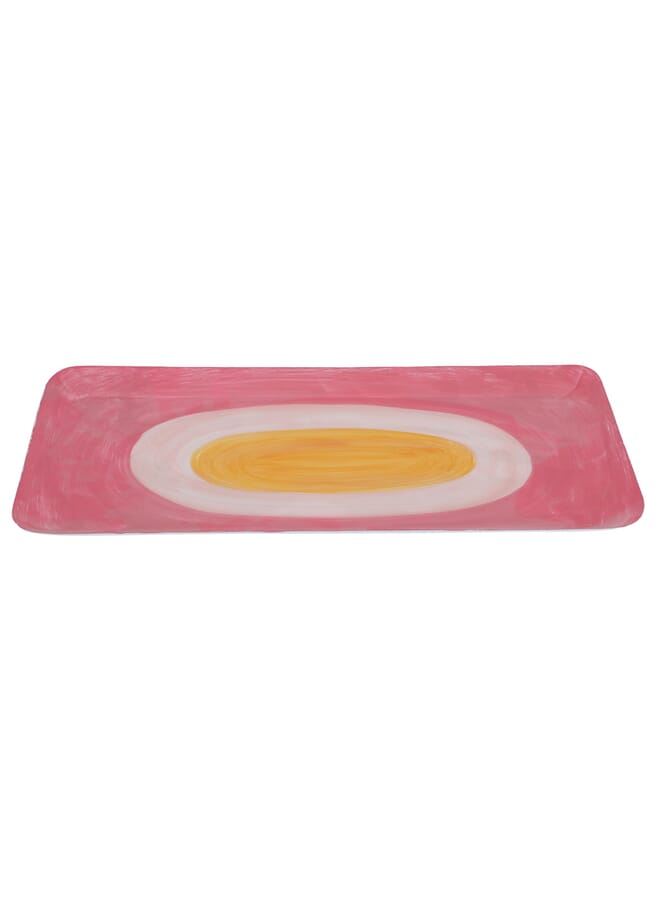 Alsaif Gallery Al Saif Gallery Steel Sweet Serving Plate, 2 x 20.5 x 42, Rectangle - Pink - Image 1