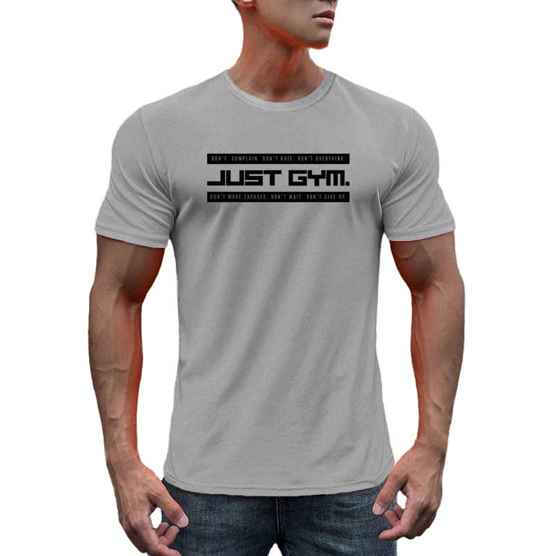 American Style Fashionable Brand Sports Fitness Short-Sleeved T-Shirt Men'S Cuff Fashionable Iron-Rolled Training Breathable Muscle-Showing Clothes For Summer - Image 2