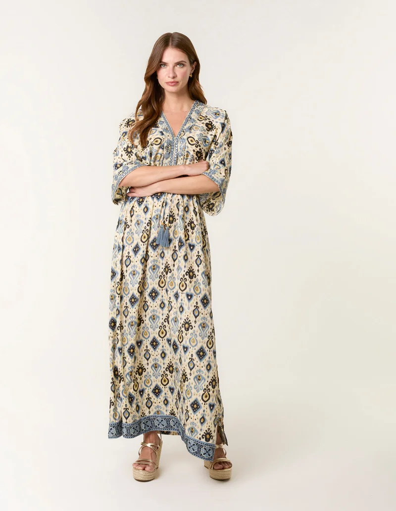 Blue Vanilla Embellished Kimono Dress