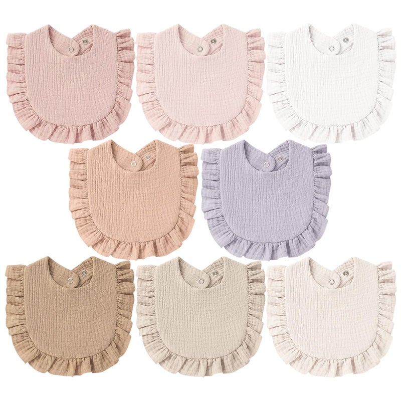 MairMore 8-Pack Muslin Baby Bandana Drool Bibs for Unisex Girls & Boys â€“ 100% Cotton Bibs, Soft & Absorbent Teething and Drooling Essentials for Newborns - Image 1