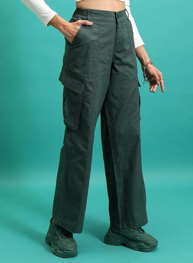 Tokyo Talkies Tokyo Talkies High Rise Flared Cargo Pants