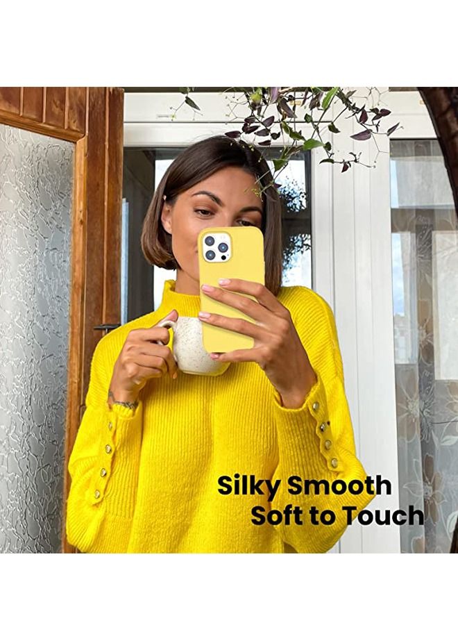 Silicon Back Cover Case Cap  For IPhone 14 Pro Max Full-Body Protection Soft Gel Rubber Cover Slim Shockproof Anti-Scratch Bumper Phone Protector Case 6.7inch Yellow - Image 3