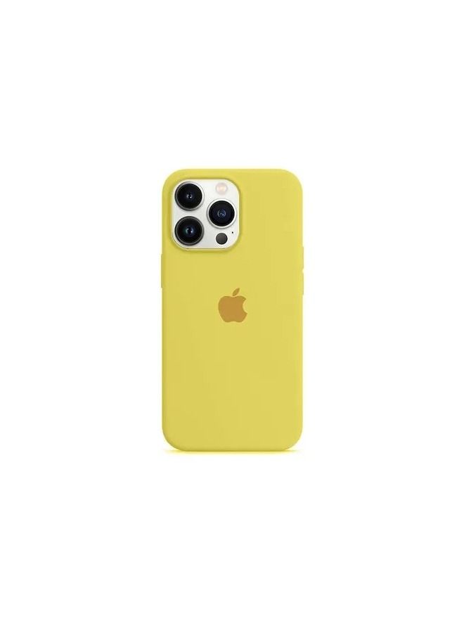 Silicon Back Cover Case Cap  For IPhone 14 Pro Max Full-Body Protection Soft Gel Rubber Cover Slim Shockproof Anti-Scratch Bumper Phone Protector Case 6.7inch Yellow - Image 1