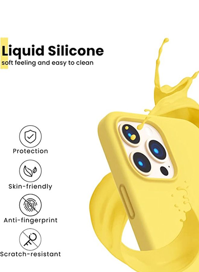 Silicon Back Cover Case Cap  For IPhone 14 Pro Max Full-Body Protection Soft Gel Rubber Cover Slim Shockproof Anti-Scratch Bumper Phone Protector Case 6.7inch Yellow - Image 2