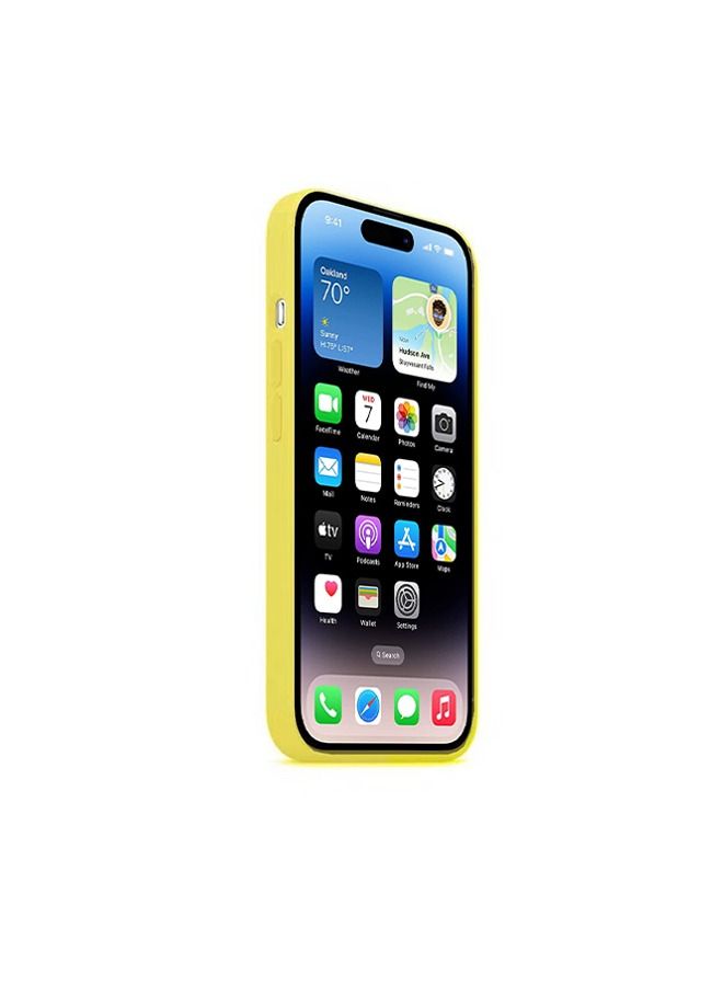 Silicon Back Cover Case Cap  For IPhone 14 Pro Max Full-Body Protection Soft Gel Rubber Cover Slim Shockproof Anti-Scratch Bumper Phone Protector Case 6.7inch Yellow - Image 4