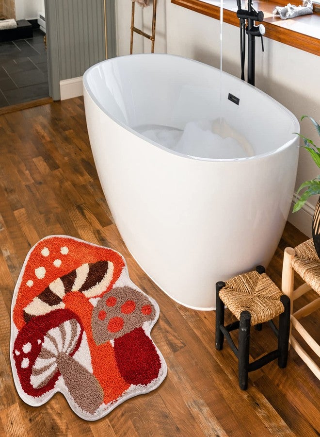 TRUEDAYS Bathroom Rugs Cute Bath Mat Non Slip Red Mushroom Bath Rug for Women Kids and Girls Strong Absorbent Soft Washable Bath Mat Rug for Tub Shower and Bathroom - Image 3
