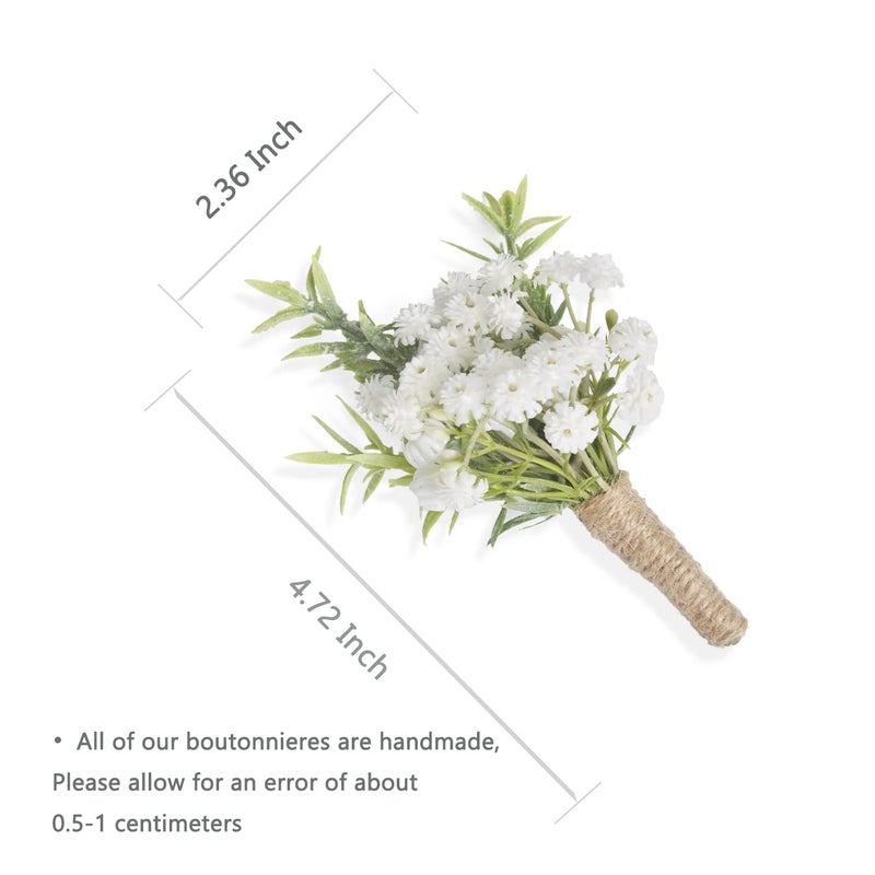 YSUCAU Baby Breath Boutonnieres for Men Wedding Set of 10  Natural White Groom and Groomsmen Boutonniere with Pin for Rustic Fall Vintage Wedding  Prom and Homecoming - Image 5
