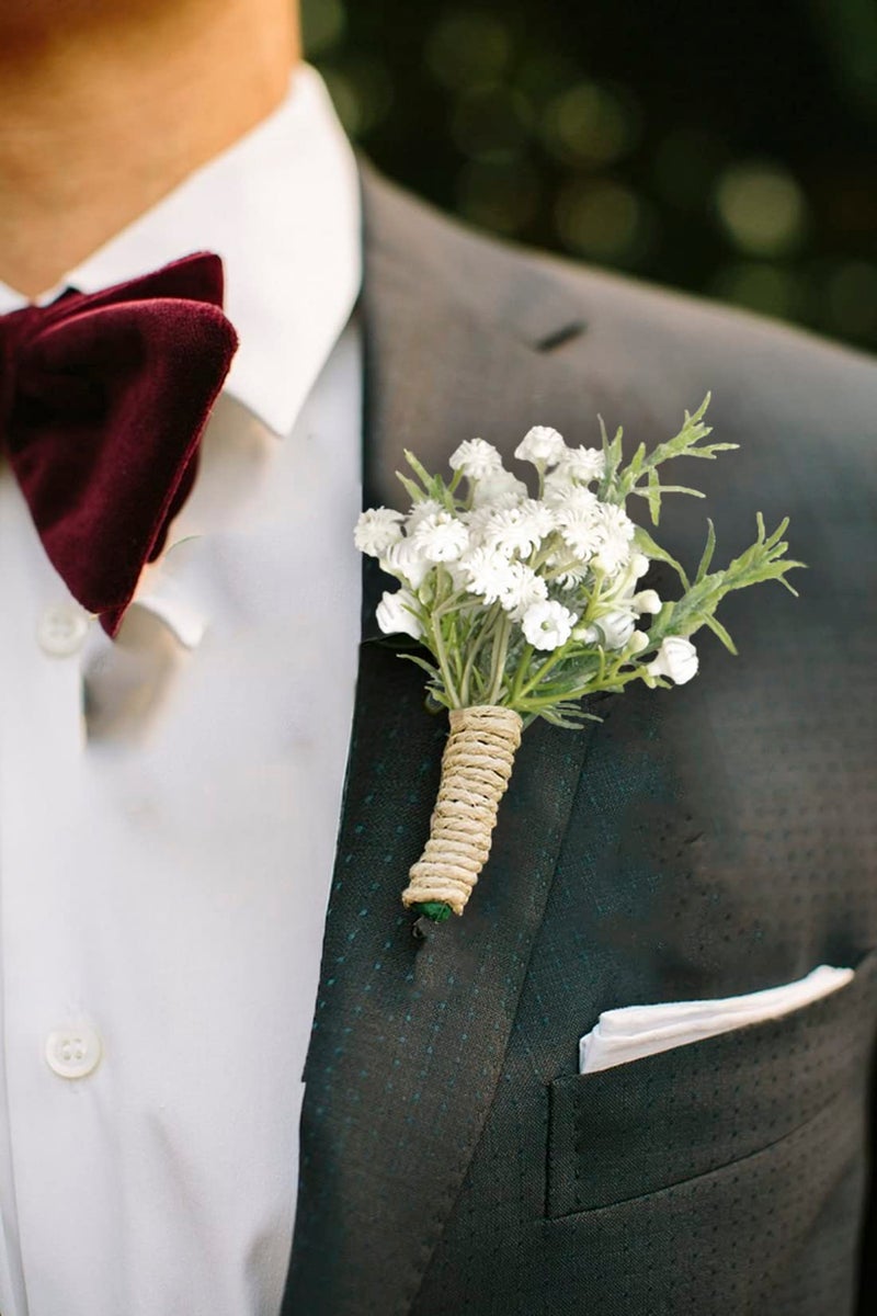 YSUCAU Baby Breath Boutonnieres for Men Wedding Set of 10  Natural White Groom and Groomsmen Boutonniere with Pin for Rustic Fall Vintage Wedding  Prom and Homecoming - Image 4