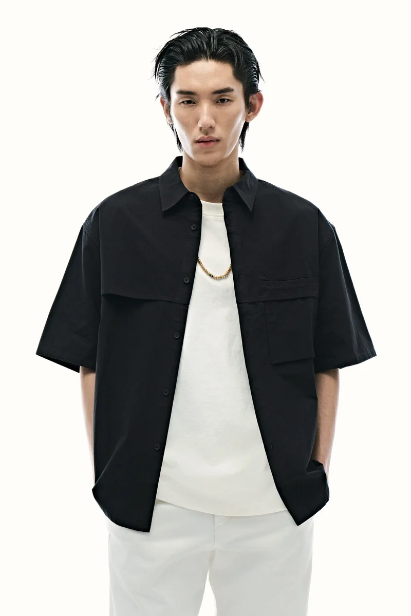 H&M  Loose Fit Short-sleeved cotton shirt for Men | Best Price UAE