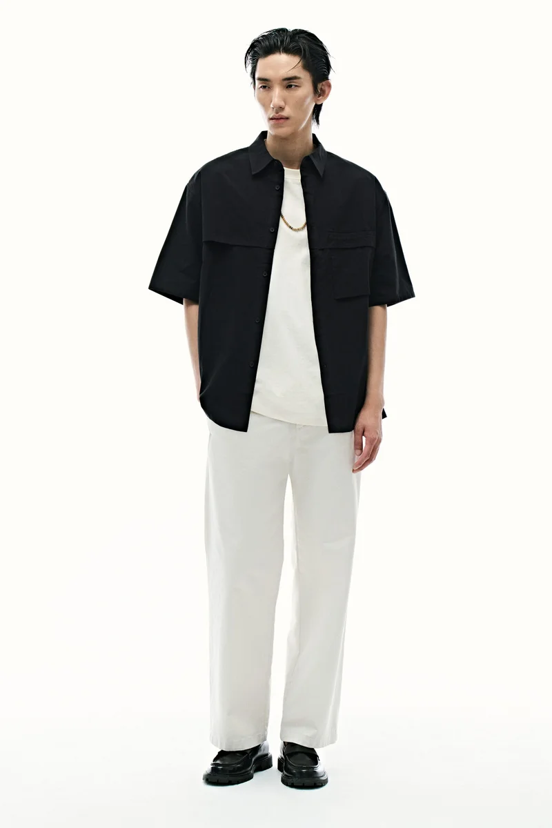 Loose Fit Short-sleeved cotton shirt