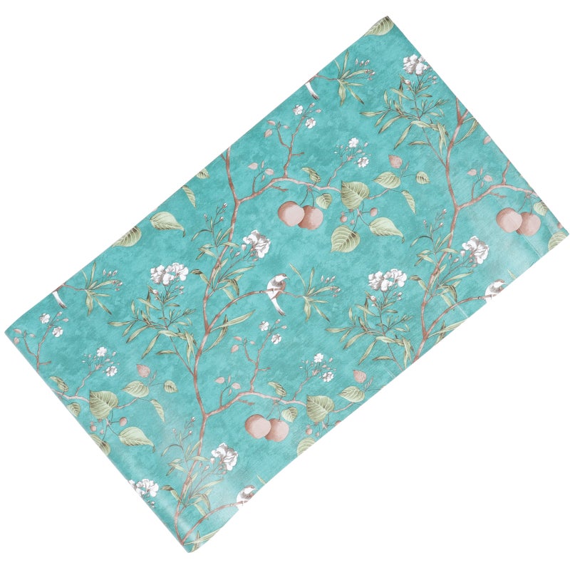 Green Floral Peel and Stick Wallpaper Vintage Flower and Birds Wall Paper Home Decor - Image 1