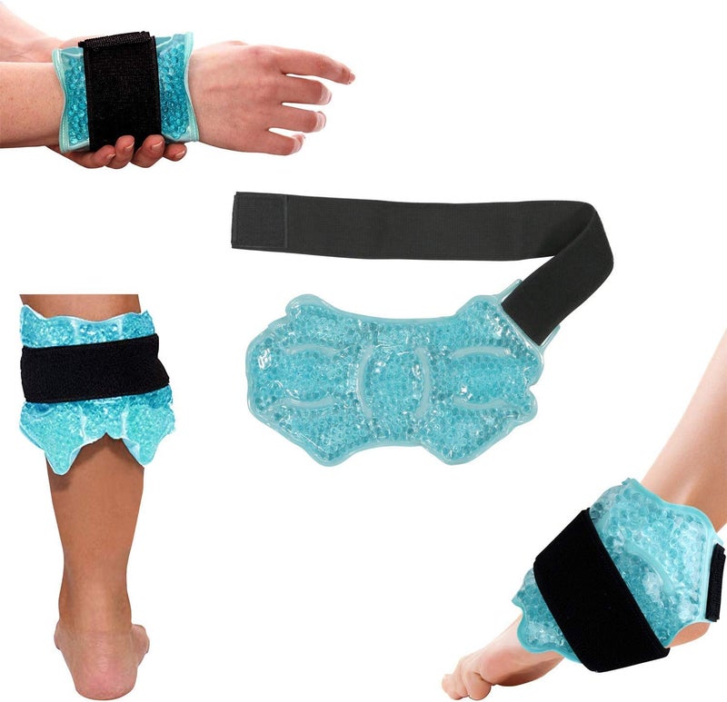 AnkleSport Foot Ice Therapy WrapHot Cold Ice Gel Pack with Adjustable Brace for Sprained Ankles Plantar Fasciitis Achillestendonitis and Swelling FeetMicrowaveable Freezable and Reusable