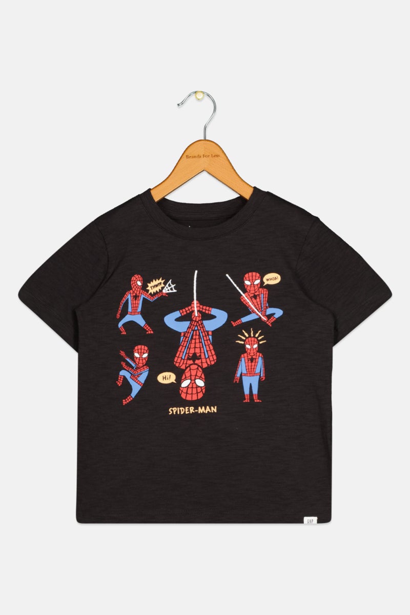 Gap x Marvel Kids Boy Crew Neck Short Sleeves Graphic Print T-Shirt, Black - Image 1