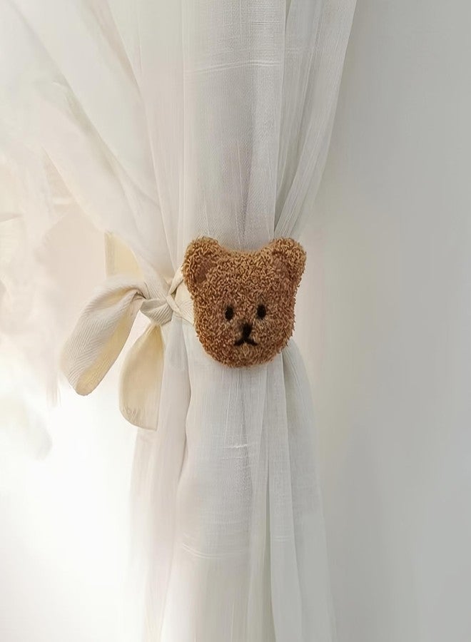 JAZLOG – Door Holdbacks Kids Curtain Modern tiebacks Plush Curtains Stylish 3D Cute Home for Cartoon Drapes Drapery & 2PCS Room, Coffee Holdbacks Tiebacks Animal Nursery, - Image 1