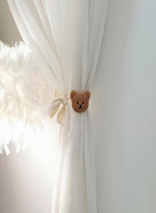 JAZLOG – Door Holdbacks Kids Curtain Modern tiebacks Plush Curtains Stylish 3D Cute Home for Cartoon Drapes Drapery & 2PCS Room, Coffee Holdbacks Tiebacks Animal Nursery, - Image 2