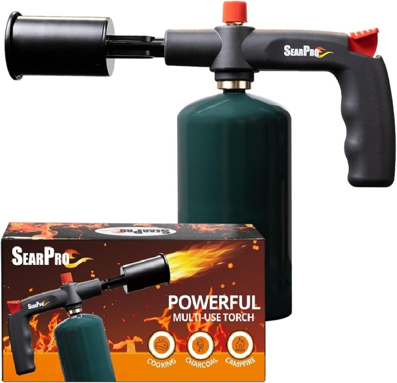 SearPro POWERFUL Charcoal Torch Lighter - Cooking Gadgets - Sous Vide - Cooking Torch - Culinary Kitchen Torch - Flamethrower Meater Gun Lighter - Chef Blow Torch - BBQ Propane Torch Tank Not Included - Image 1