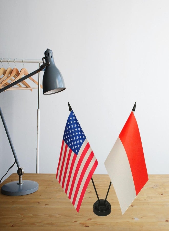 Zigvert US American Indonesia Friendship Table Flag Set - Miniature USA & Indonesian Desk Flags for Room Display - Image 5