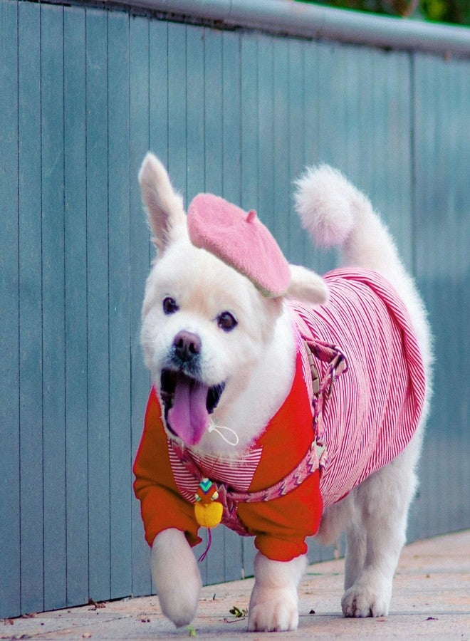 ZARSIO Small Dog Beret Wool Hat Cat Fashion Costume Pet French Artist Beanie Beret (Light Pink) - Image 4