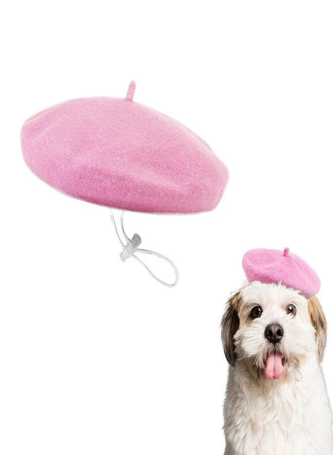 ZARSIO Small Dog Beret Wool Hat Cat Fashion Costume Pet French Artist Beanie Beret (Light Pink) - Image 1