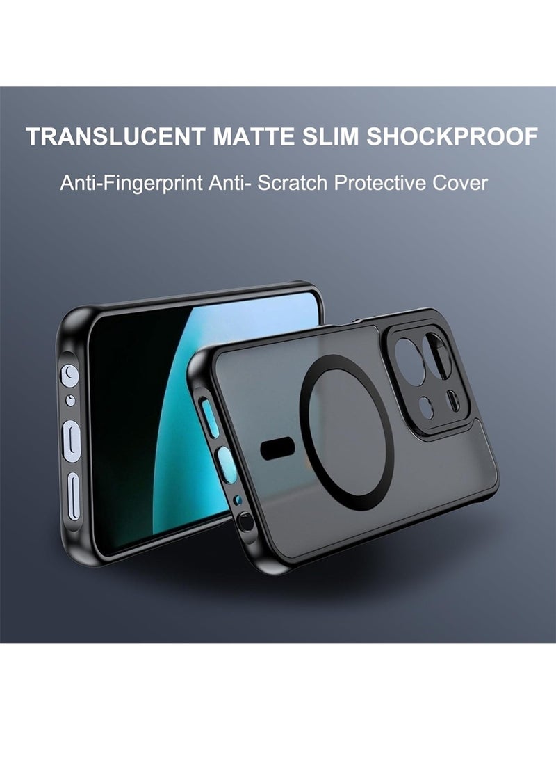 WRISTWISE Case Cover for Xiaomi Poco C85, compatible with MagSafe, flexible silicone protective case + TPU back cover, translucent matte ultra-thin shockproof protective cover, black - Image 3