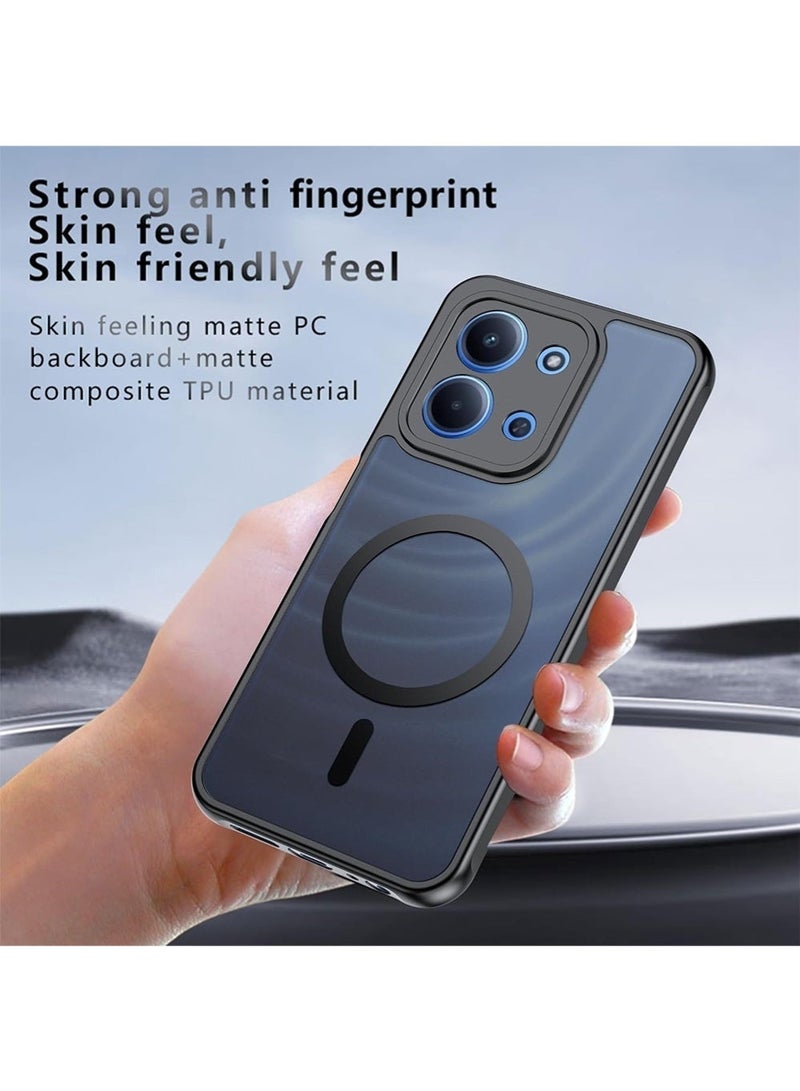 WRISTWISE غطاء حافظة لهاتف Xiaomi Poco C85، متوافق مع MagSafe، جراب واقٍ مرن من السيليكون + غطاء خلفي TPU، غطاء واقٍ شفاف غير لامع فائق النحافة مقاوم للصدمات، أسود - Image 2