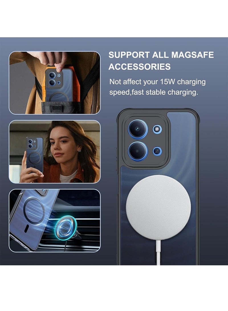 WRISTWISE غطاء حافظة لهاتف Xiaomi Poco C85، متوافق مع MagSafe، جراب واقٍ مرن من السيليكون + غطاء خلفي TPU، غطاء واقٍ شفاف غير لامع فائق النحافة مقاوم للصدمات، أسود - Image 4