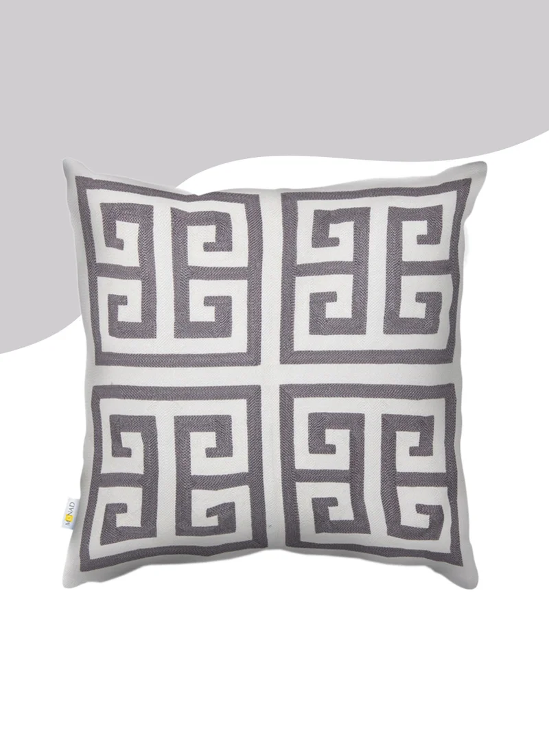 دوناتيلا غطاء وسادة مطرزة الزخرفة بني/بيج 45 × 45 سم (بدون حشو)