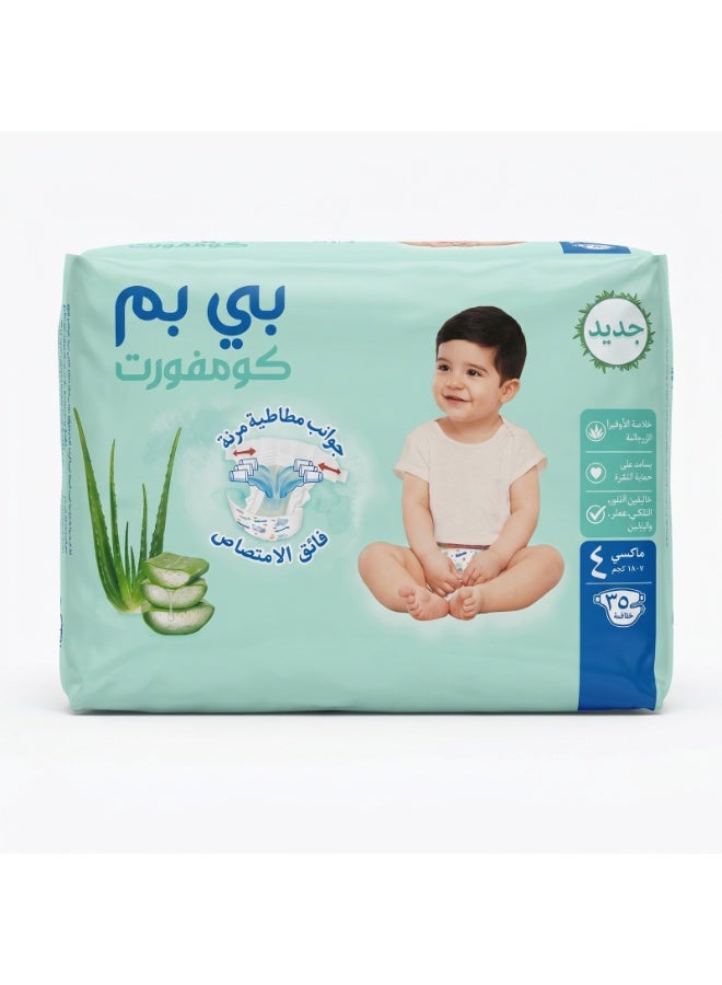 Bebem Baby Diapers, Elastic Side Strips, Super Absorbent, Organic Aloe Vera Extract, 3-6 kg, Size 4 - 35 Diapers - Image 1