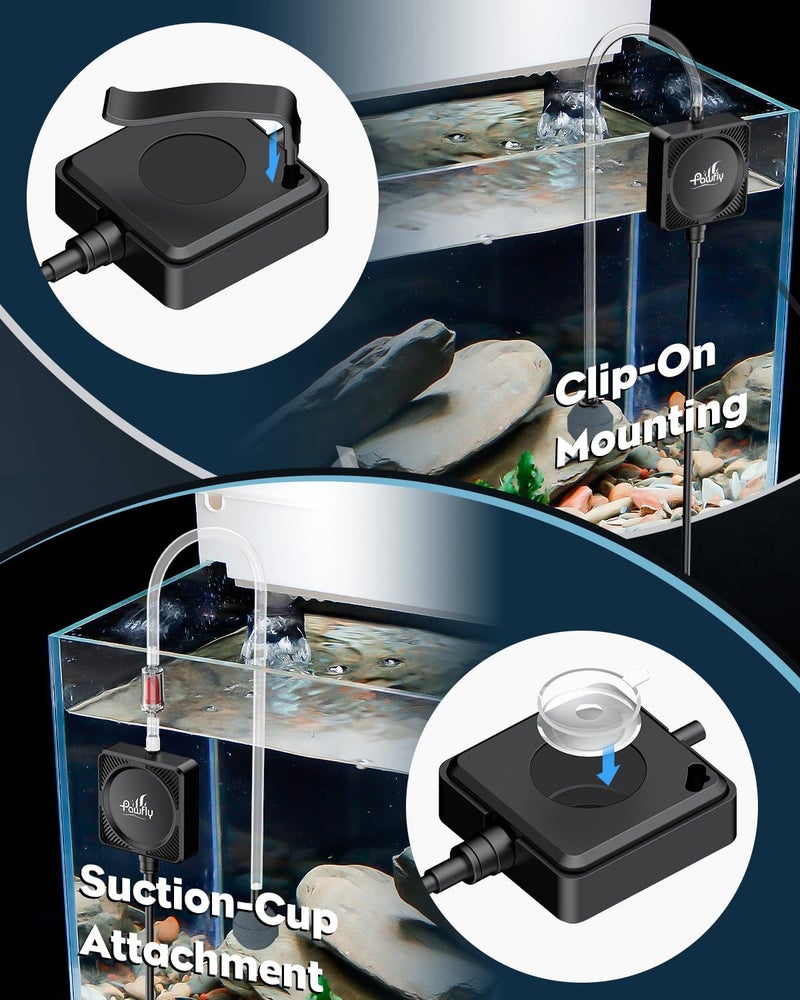 Pawfly Nano Silent Aquarium Air Pump, Mini Bubbler with Accessories, 1.3 W Portable Oxygen Aerator for 1-15 Gallon Fish Tanks, 450 mL/min - Image 3
