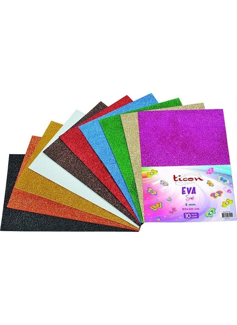 Ticon 2 مم EVA متلألئ 20 × 30 سم ألوان مختلطة - 10 قطع  - Image 1
