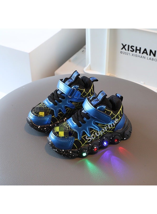 Children's Light-up Sneakers  Spring & Fall New Boys' Soft-soled Non-slip Luminous Shoes Leather-covered Casual Shoes For Small And Medium-sized Kidsren